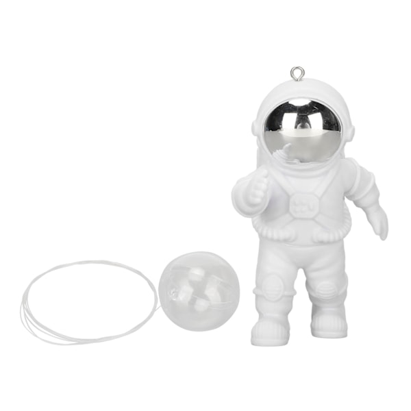 Akvaarion kelluva astronautti - söpö, ympäristöystävällinen, säädettävä PVC-kalatankikoriste pallolla ja köydellä, hopeinen naamio