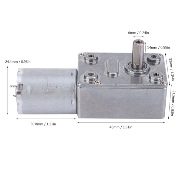 Mikrotyyppinen DC-nopeudenvaihtomoottori, suuri vääntömomentin matovaihteisto, 24V (10RPM)
