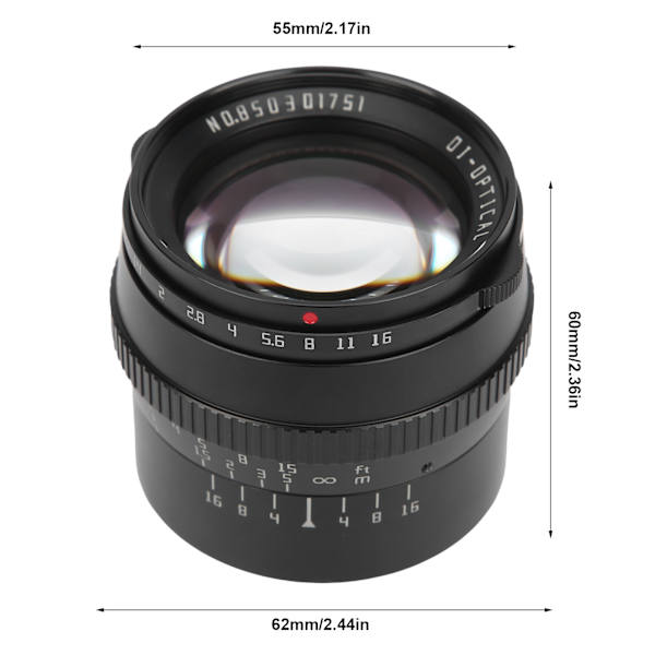 TTArtisan 50MM F1.2 Objektiv til EOS M Fatning til Canon M3/M5/M6/M6 II/M10/M100/M50 Kamera