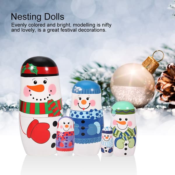 Sæt med Nesting Dukker, Håndlavede Træ Snemand Nesting Dukker, Håndlavede Træ Snemand Nesting Dukker Udsøgt Design til Julepynt og Børns Leg