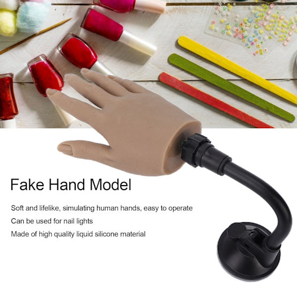 Falsk Handmodell i Silikon Återanvändbar Nagelkonstövningshand med Fixeringsställ för Nybörjare Övning Lärande Höger Hand