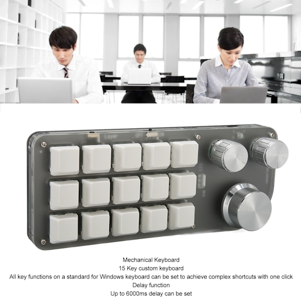 Enhånds Mekanisk Tastatur 15 Taster 3 Knapper med RGB Bluetooth Plug and Play Multifunksjonelt Mini Spilltastatur