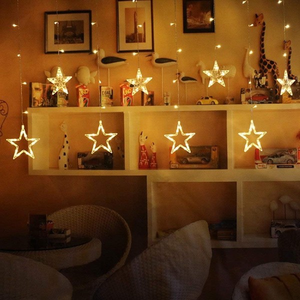 Twinkle Star Dekorationer, Perfekt För Inomhus- och Utomhusmiljöer, Gardin Twinkle Lights Med Låg Spänning, Kopplingsbara Ljusslingor För Jul,