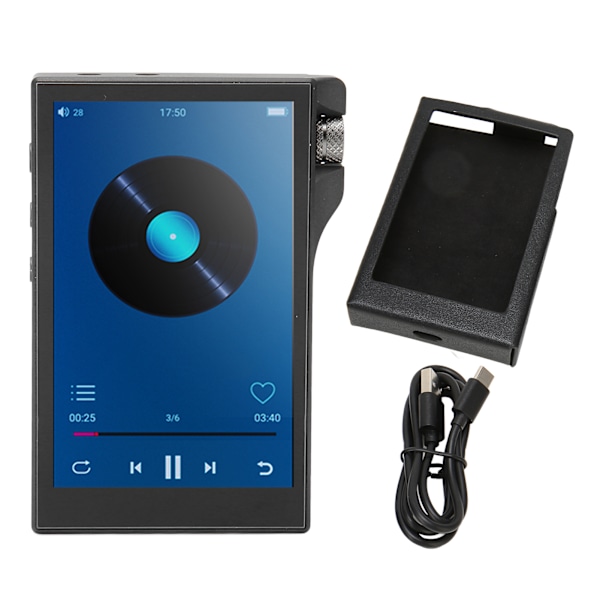 Bluetooth MP3-spelare 4.0 tums pekskärm HiFi Lossless Sound Högupplöst portabel MP3-spelare för Android 9.0 Svart