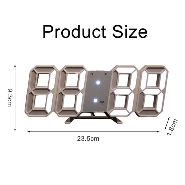Digital väckarklocka för sovrum, 12/24 timmars format digital väggklocka med dag/datumvisning, stor LED-display med manuell ljusstyrkekontroll, USB