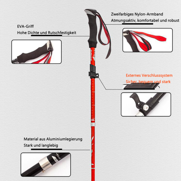 hopfällbara vandringsstavar – justerbara, lätta, teleskopiska