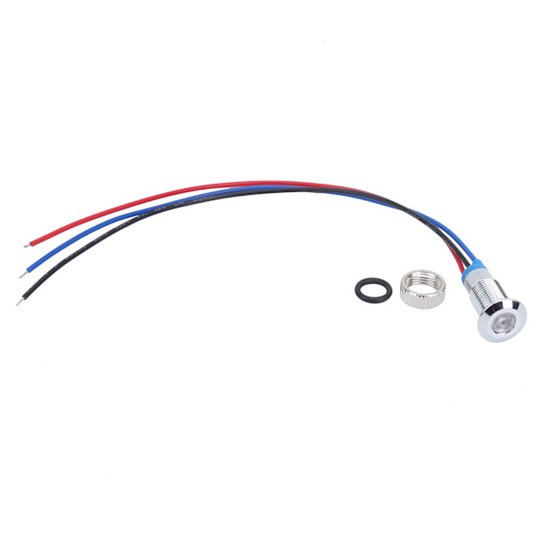 4 Sæt Metal LED Indikatorlys Fælles Katode Lampe Industrielle Kontrolkomponenter 8mm 12‑24V Rød og Blå