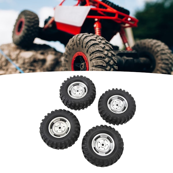 4 st RC Crawler Däck 1,9 tum Gummi Universal RC Däck med Plastfälg för Axial 1/10 Fjärrstyrda Bilar Silver