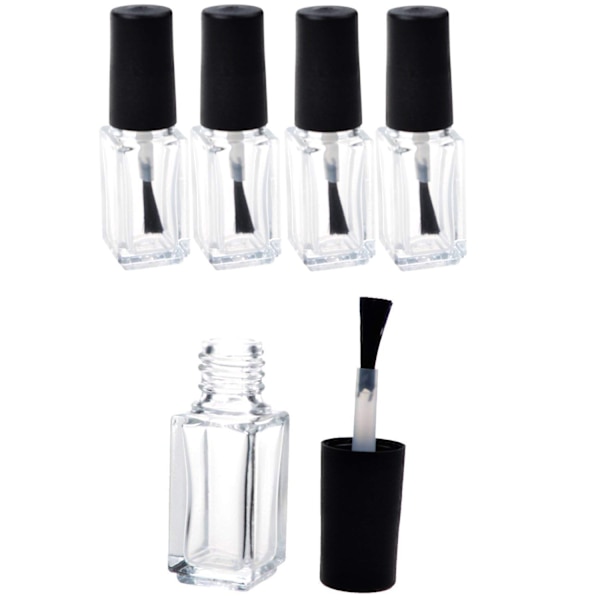 Tomma klara nagellacksflaskor med pensel (5ml 5-pack)