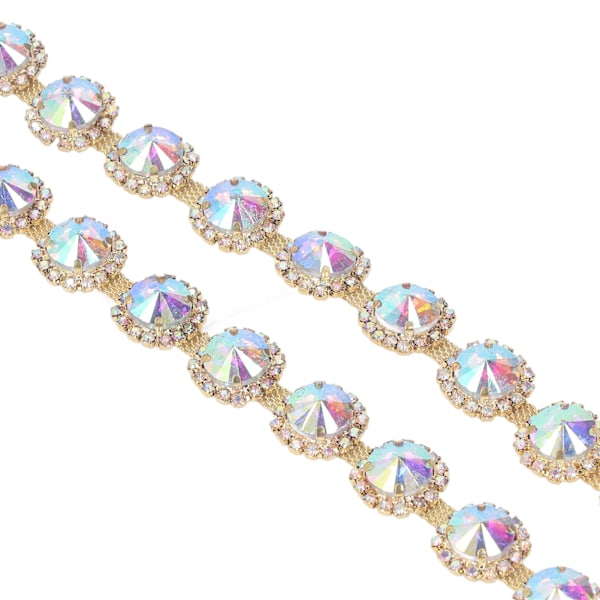 91 cm Solros Strasskedja Glittrande Dekorativ Strassblomkedja Kantband för Kläder Väskor Halsband DIY Modifiering