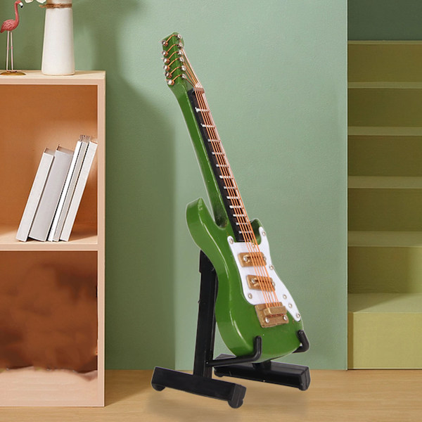 Elektrisk Gitarr Dekoration Miniatyr Musikinstrument Gitarr för Hem Familj Grön 10cm