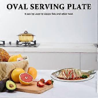 Oval serveringsfad, rustfrit stål, madserveringsfad, husholdnings snackfad