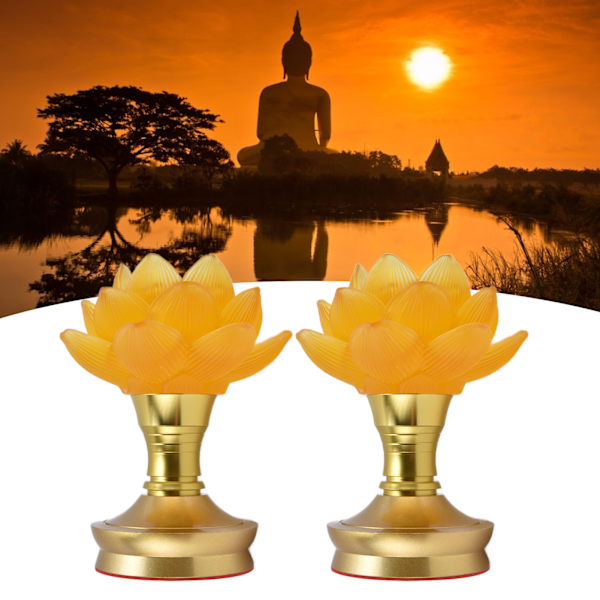 2-pack LED Buddhistiskt Ljus 3 Färgjustering Buddha Lampa Plug-in Blomljus för Hem Buddhistisk Utrustning AU-kontakt 100-240V