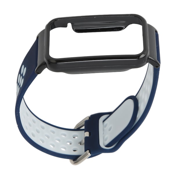 Åndbar Silikon Urrem med Beskyttelsesbumper Tilbehør Passer til Mi Band 7 Pro Mørkeblå Hvid og Sort Etui