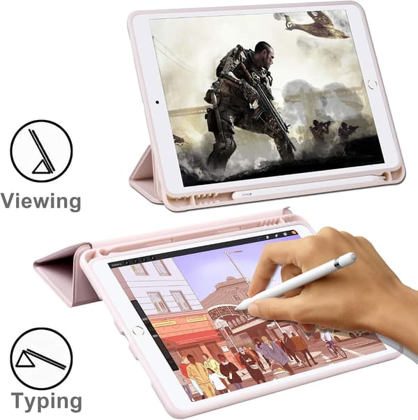 iPad 10,2-tommer etui (9. generation 2021) & (7. generation 2019) & (8. generation 2020) med automatisk vågn/sov-funktion og stativ