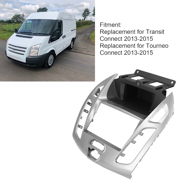 2DIN Audio CD DVD Ramme Dashbord Adapter Dekorasjon Utskifting for Transit Tourneo Connect 2013‑2015 Sølvgrå