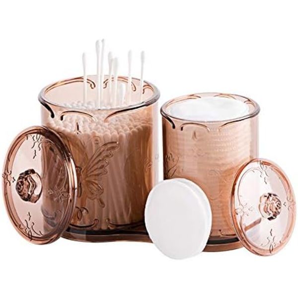 2-i-1 opbevaringsboks, bomuldsrondel dispenser Transparent opbevaringsboks Makeup makeup opbevaringsboks