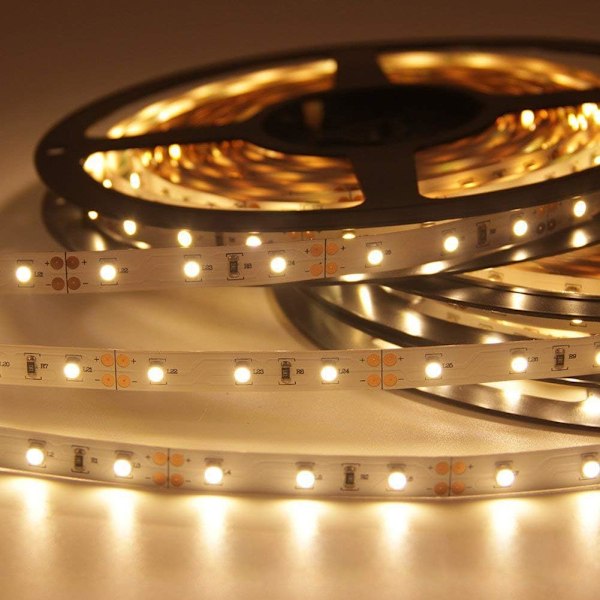 Flexibla LED-strip-lampor, vattentäta, superljusa 12-volts LED-ljusremsor för inomhus- och utomhusdekoration, klippbara och kopplingsbara (1-pack, varmgul)
