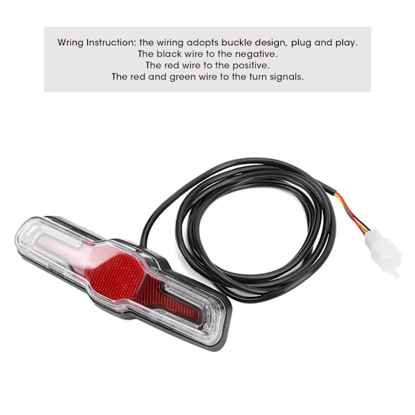 Baklampa för elcykel 5LEDs ABS 36V/48V/60V för navmotor Säkerhet Nattr cykling Tillbehör