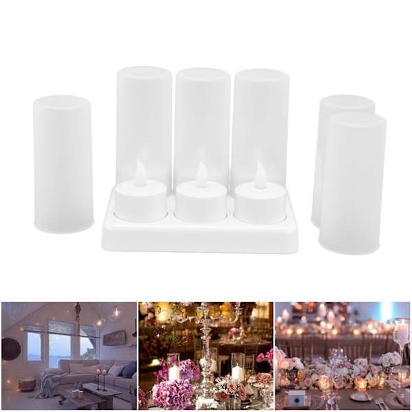 Stearinlys Varmt Hvidt Lys LED Te Lys til Bryllup Fest Bord Spisestue 100‑240VUS Stik
