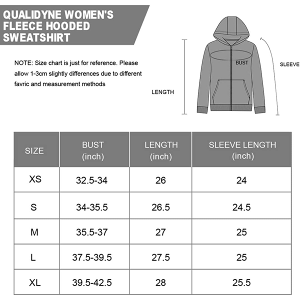Qualidyne hettegensere i fleece med glidelås for kvinner Midweight Workout Ther