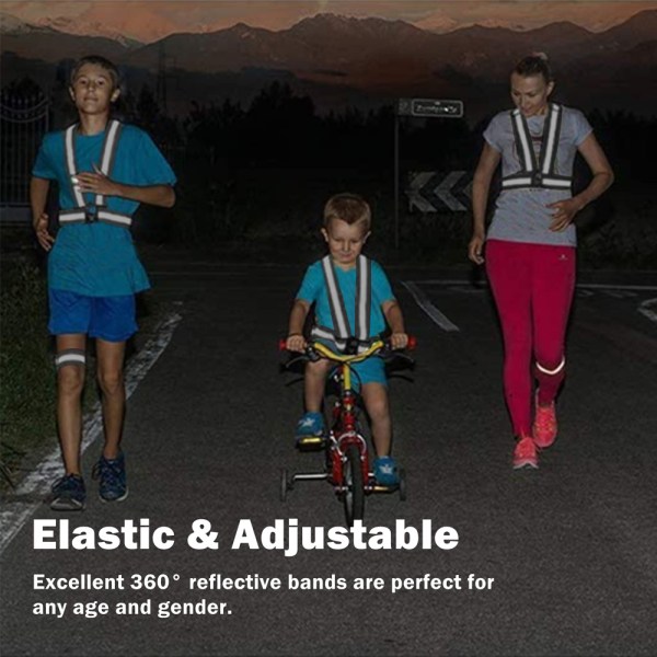 Reflekterende løbevest 2 stk. Elastisk justerbar reflekterende
