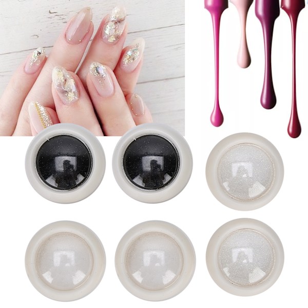 6 st Starlight Nagelpulver Färgad Manikyr Glitter Pigment för Kvinnor Nagelkonst Dekoration