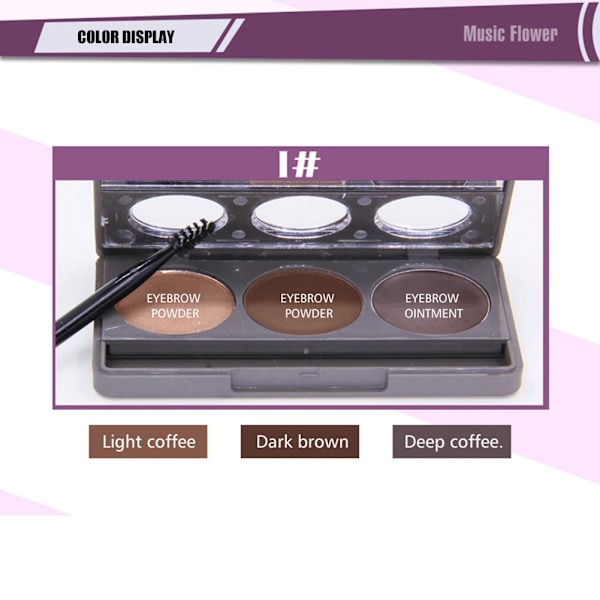 Øyenbrynspulver i 3 farger, langvarig, vanntett, øyemakeup, kosmetisk pulver 101#