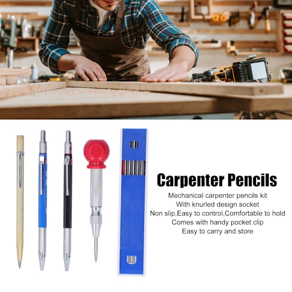 16-dels Mekanisk Snickeripennor Set Scribe Penna med Center Punch Markeringspatroner