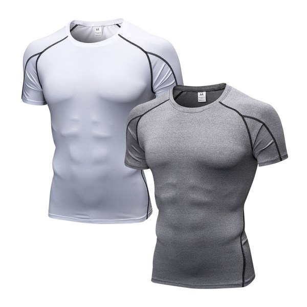 2-pack herr Cool Dry kortärmade kompressions T-shirts, sport