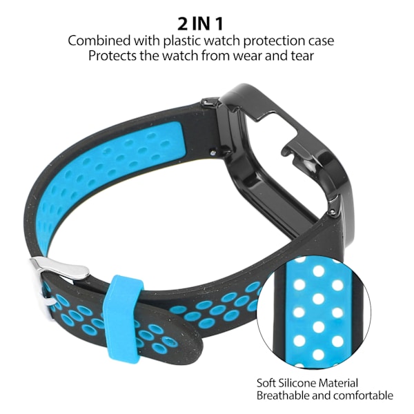 2-i-1 Armband för Redmi Watch 3, Snabbkoppling, Mjuk Silikon, Svettbeständig, Smartwatch Armband, Svart Blå