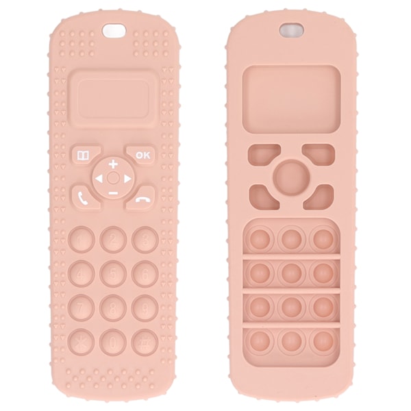 Baby TV-fjärrkontrollformad Nappertandningsspelare Bärbar Mjuk Silikon Spädbarns Tandköttslindring Tugga Sinnesleksak Persika Rosa