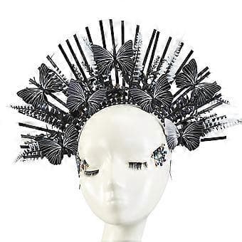 Sommerfugl Hodebånd HaloCrown Hodebånd Mary Hodebånd Gudinne Hodeplagg Piggete Krone Hodeplagg Mary HaloCrown Hodeplagg Svart