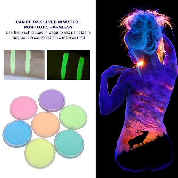 7 Fluorescerande Färger 30g DIY Kroppsfärg Pigment Fest Makeup Ansikte Kroppsfärg Pigment