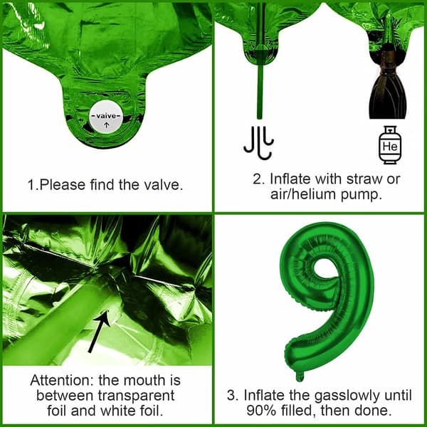Dino 9-års bursdagsballonger, barnebursdagsdekorasjon 9. år