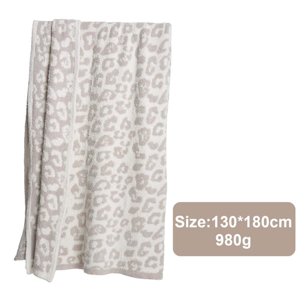 Halv fløyelsullteppe strikket leopardmønstret teppe for barn fleecefôret strikket teppe barfot leopardmønstret teppe drømmeteppe