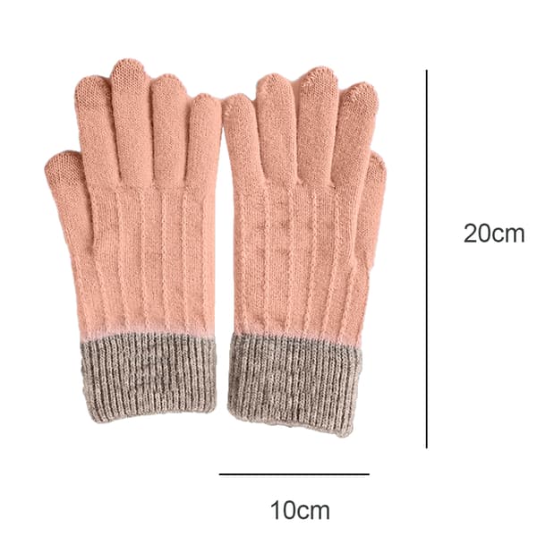 Vinter Touchscreen Stretch Termiska Magiska Handskar Varma Ullstickade Tjocka Fleecefodrade pink