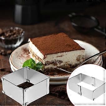 Firkantet Mousseform Rustfrit Stål Kagering Mousse Skærer Kageform Dessertring Konditorform Bageværktøj (Sølv)