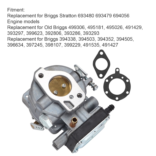 Kaasuttimen metallihuolto 2 tiivisteellä, korvaa Briggs Stratton 693480 693479 694056