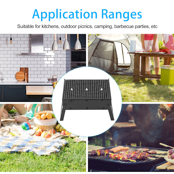 Bärbar Grillugn i Rostfritt Stål BBQ Grillset för Matlagning Camping Picknick Vandring