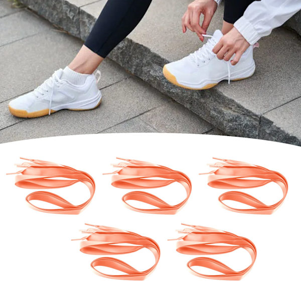 5 par satinsnören 2 cm breda mångsidiga slitstarka skosnören för sneakers skateskor stövlar sportskor hudfärg