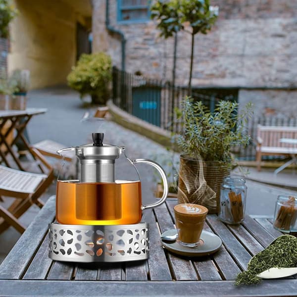 Tekandevarmer Lavet af Rustfrit Stål Hul Udskåret Design Tekandevarmer Kaffevamer - til Te- og Kaffekander