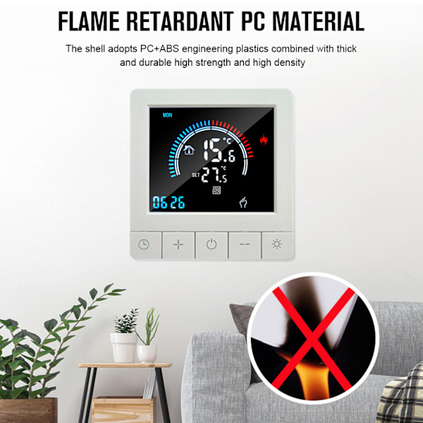 Gulvvarme Termostat LCD Display Touch Control Intelligent Timing Programmerbar Hjemmevarme Controller AC 90‑240V 16A Elektrisk Opvarmning