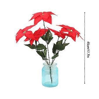 5 julsimuleringsblommor, julstjärna - vit utan vas
