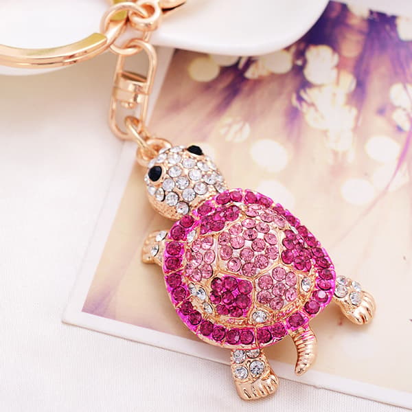Skildpadde Rhinestone Nøglering, Glitrende Krystal Legering Nøglering