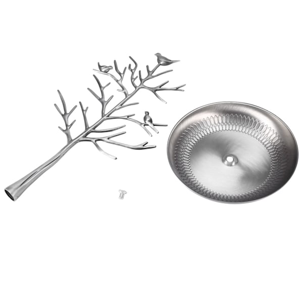 Metalliskt örhänge- och halsbandshållare, smyckesställ, prydnadsföremål, trädformad ställning (Silver)