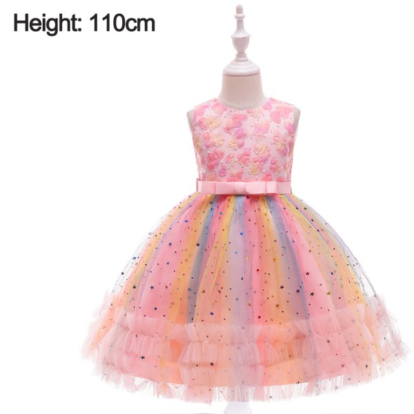 Princess Dress, Toddler Pink Prints Rainbow Sleeveless Dress