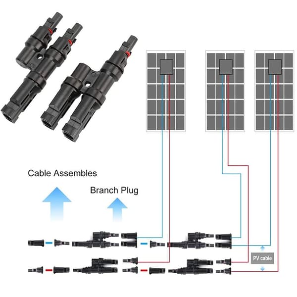 Solpanelgrenkontakter med vattentät och hållbar konstruktion, stöder parallellkoppling mellan solpaneler, med Plug and Play