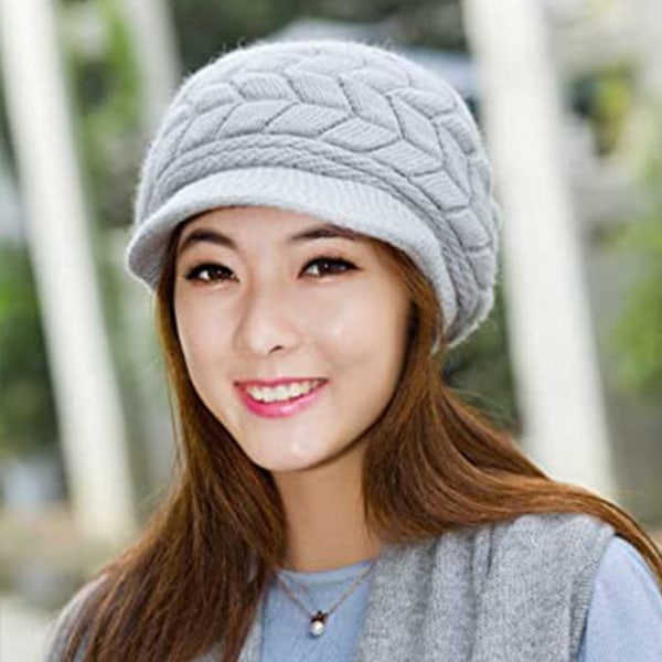 Naisten talvinen lämmin neulottu hattu villainen lumihiihtohattu nauha aurinkosuoja