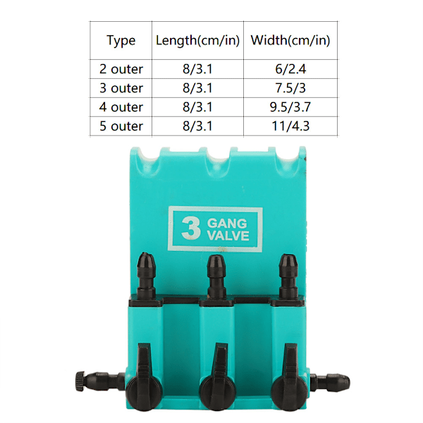 Multi-uttak luftpumpeventil Justerbare sjekventiler Tilbehør til akvarium fiskebeholder (3 ytre)